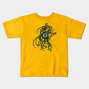 Single-Eyed Weird Cephalopoda With Numerous Tentacles Green Kids T-Shirt